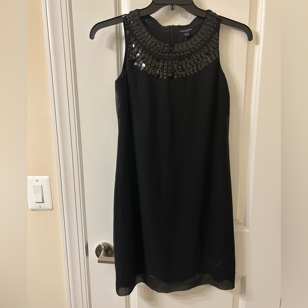 Banana Republic Black Sequin Halter Mini Dress